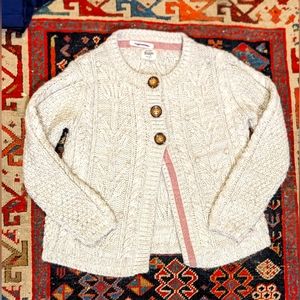 Mini boden Cable Knit Wool Cardigan Sweater Sweater Girls 9/10 Oatmeal Cream